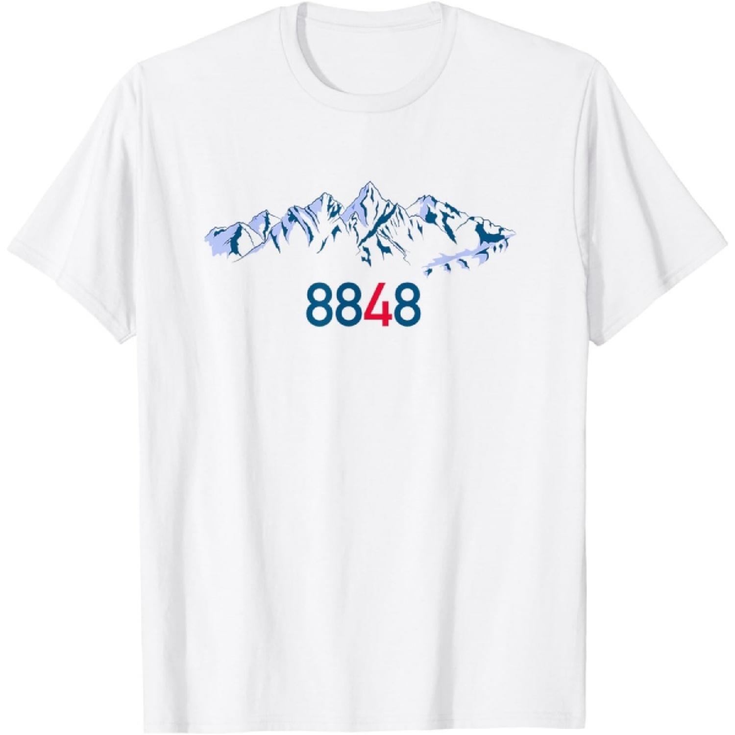 Футболка с изображением Эвереста 8848 Сагарматха, для альпинистов и любителей приключений XXXXXL белый
