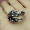 Edelstahl Vintage Silber Drachenkralle Verstellbarer Öffnungsring Tibetisches Silber Adler Tierringe für Männer Frauen Punk Schmuck