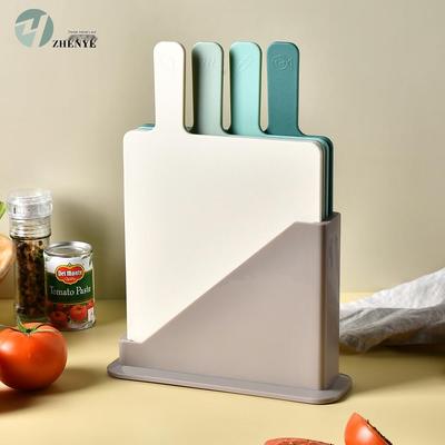 4-Piece Anti-Slip Cutting Board Set with Storage Rack: Includes Baby Food, Fruit, and Classified Boards.