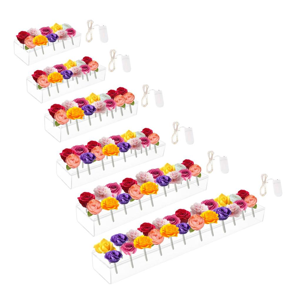 Acrylic Vase Flowers Boxes Water Holder Art Propagation Plant Container LED Lights String Bud