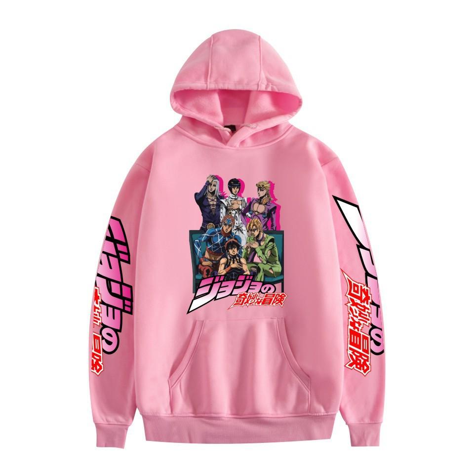 Japanese Anime JOJO Bizarre Adventure Printed Hoodie with A Fluffy Lining Man Sweatshirts Long Sleeve Fashion Female Streetwear