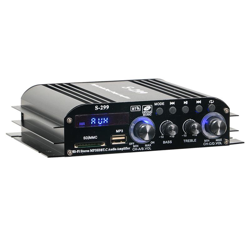 Bluetooth 4.1 Channel Professional Power Amplifier with USB & Card Slot for Home/Car - Super Bass