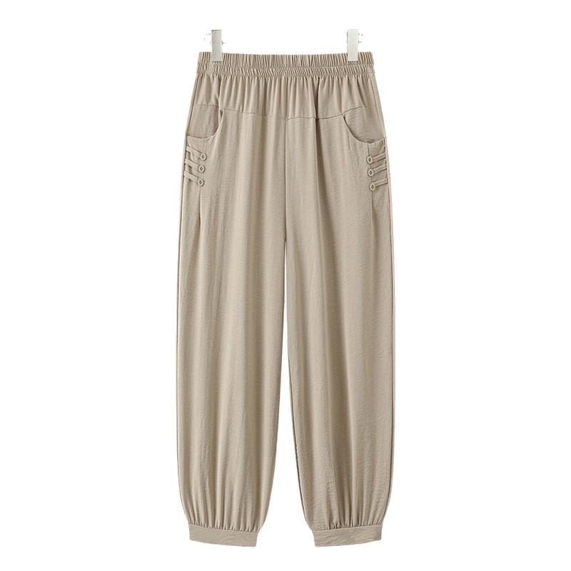 High-Waist Summer 3/4 Length Pants for Women