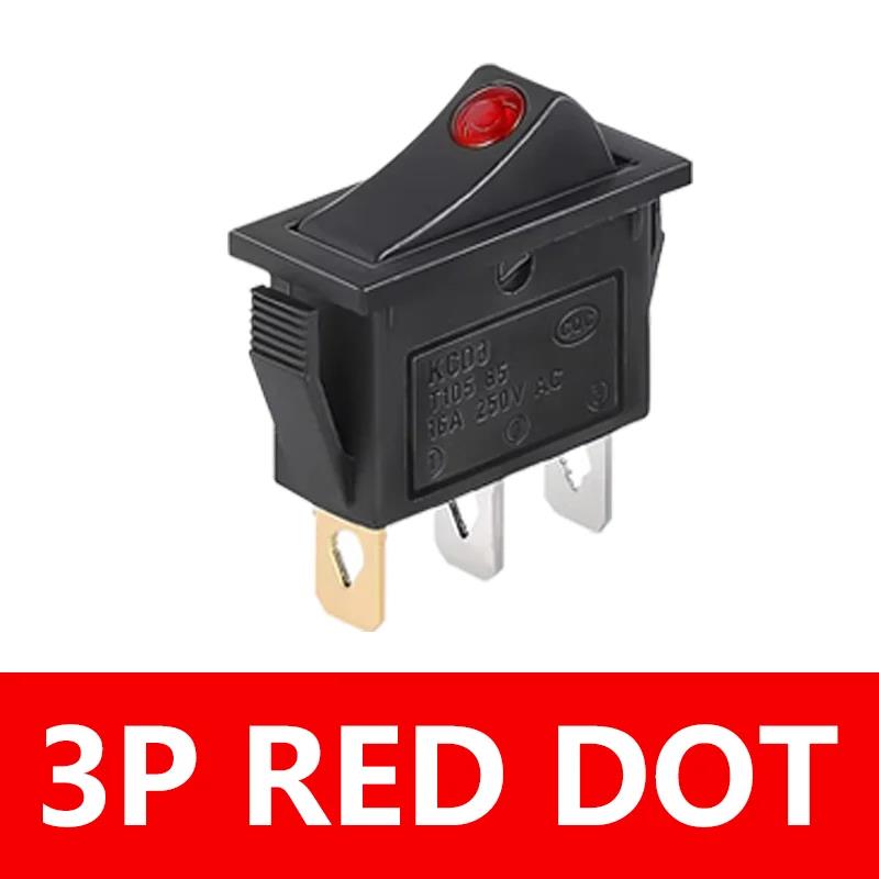 5/20PCS KCD3 Rocker Switch ON-OFF ON-OFF-ON 2 Position 3Pins Electrical Equipment with Light Power Switch 16A 250V / 20A 125V AC