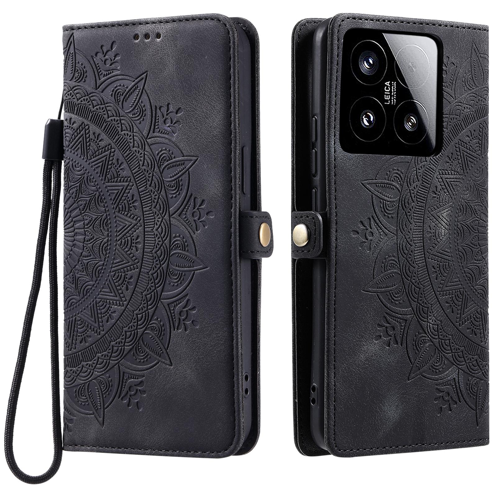 

Style 016 For Xiaomi 15 Case Skin Feel Totem Imprinted Wallet Leather Phone Cover Black