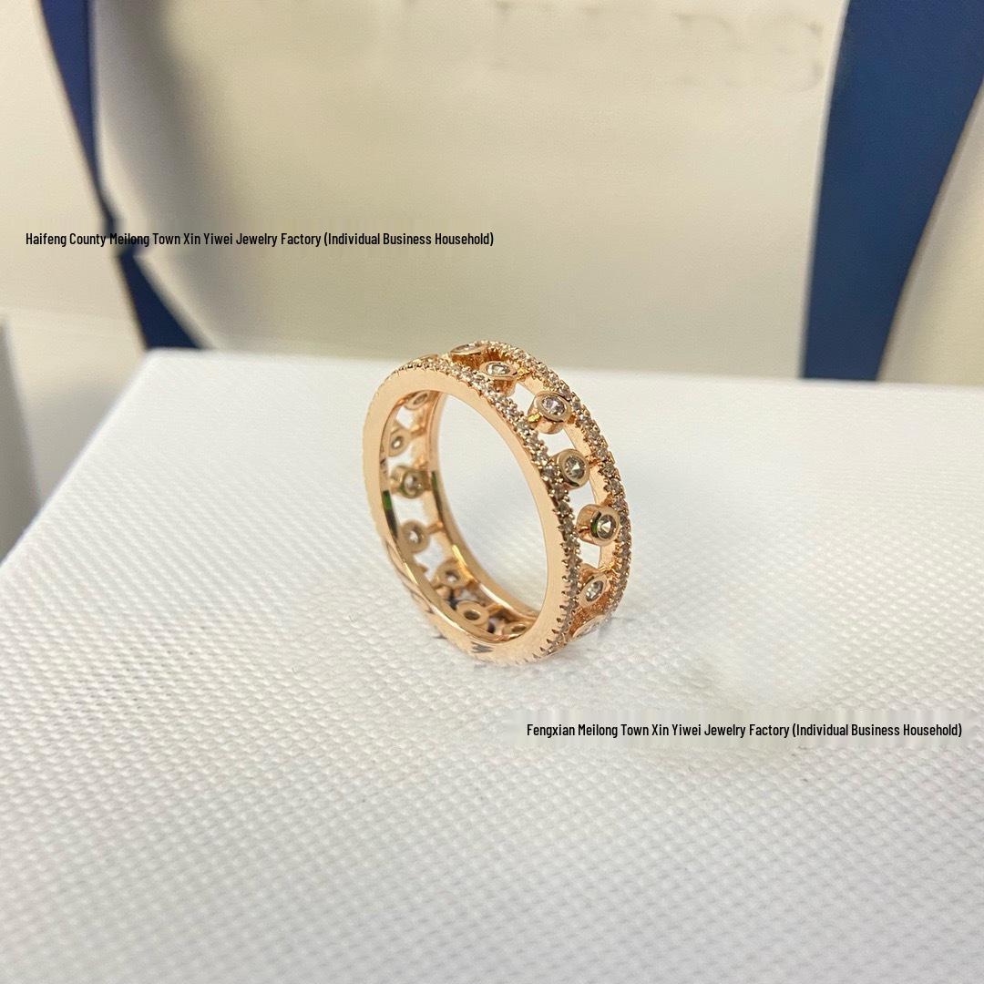 

Daijia 18K Gold Dewdrop Openwork Petal Ring with Pave Diamonds Size 8 рожевий колір золота