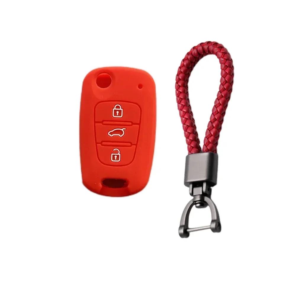 For Hyundai Elantra Accent I20 I30 Ix20 Ix35 Kia Sportage Rio3 Soul Optima Ceed Pro K5 K2 Silicone Car Key Case Cover Keychain