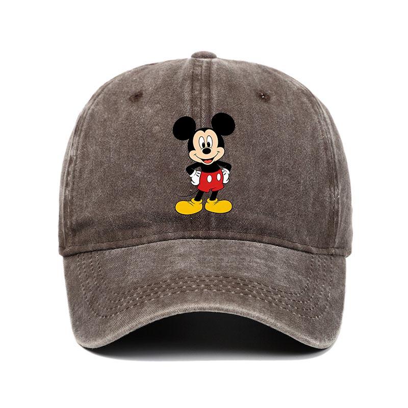 Retro Washed Mickey Mouse Print Baseball Cap Men Women Vintage Kpop Snapback Cap Adjustable Breathable Trucker Hat Sunscreen Hat