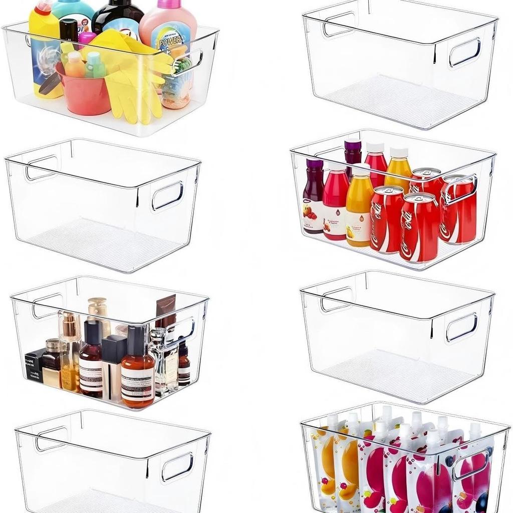 PET Flip-top Refrigerator Storage Box for Fresh Produce and Beverages - Transparent and Compartmented Container