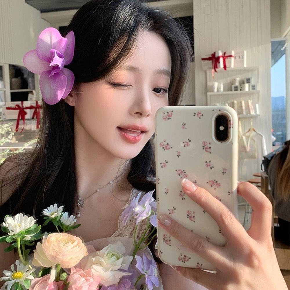Elegant Orchid Flowers Hair Clip Bohemian Style Hair Accessories Fairy Sweet Barrettes  Women