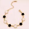 Stainless Steel Four-Leaf Clover Flower Bracelet with Shell Petals