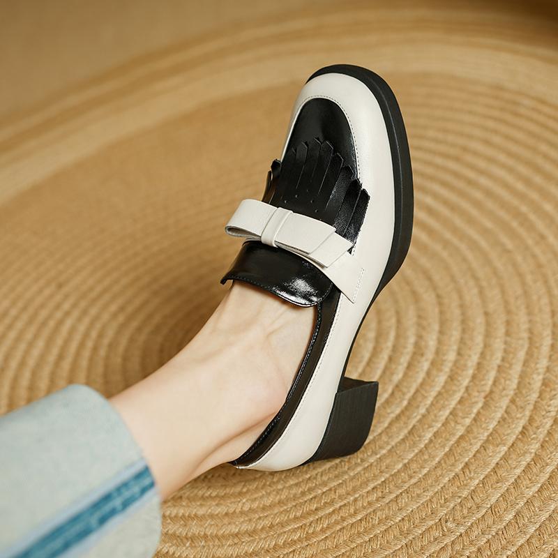 Fashion 2025 New Retro Women Genuine Leather Pumps Thick High Heeled Elegant Square Toe Office Pumps Female Concise Office Pumps Shoes