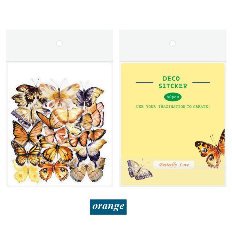 Set di 40 adesivi trasparenti in PET con farfalla vintage per stampi in resina per album fai da te