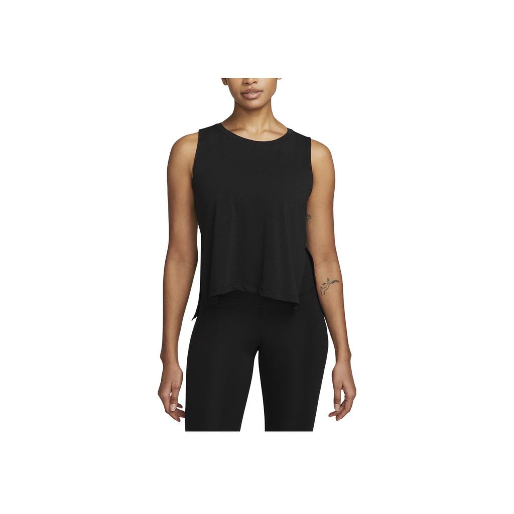 Nike Yoga Dri-FIT Solid Logo Print Sleeveless Tank Top Women Tops Black DV9168-010