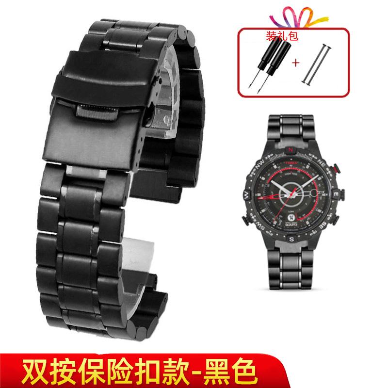 Edelstahl-Uhrenarmband für Herren TIMEX T2N720 T2N721 TW2R55500 T2N721 Uhrband 24*16mm Anstoßende Silber Schwarz Armband