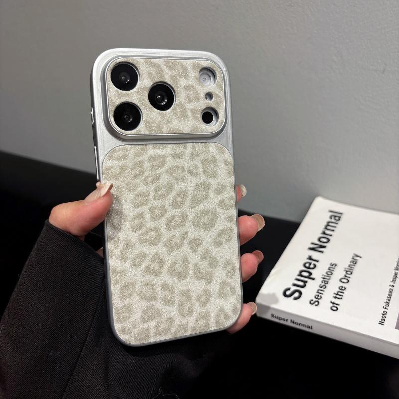 Carcasă de Lux cu Model Leopard Strălucitor pentru iPhone 17 Air 16 15 14 13 Pro Max Placată Strălucitoare Rezistentă la Șocuri Capac Dur pentru Cameră Mare