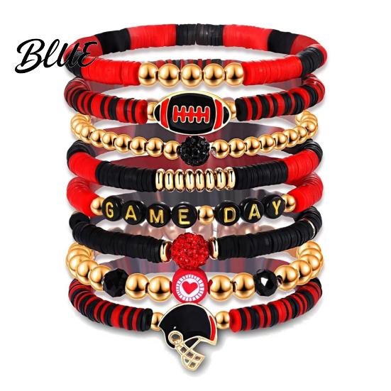 Football Party Accessory Game Day Bracelets Stackable Sports Charm Elasticated