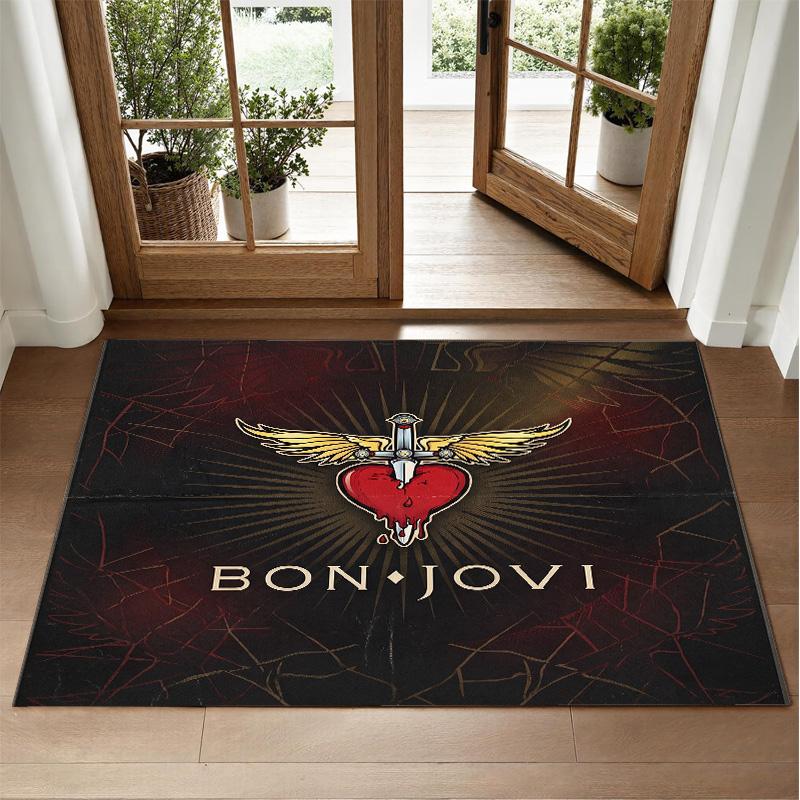 Bon Jovi Design Crystal Velvet Rug Soft Decorative Mat for Bedroom Entrance