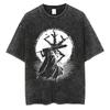 Japonské Anime Prané Tričko Harajuku Streetwear Grafické Vintage Potisk Střev Letní Krátký Rukáv Bavlněné Tričko