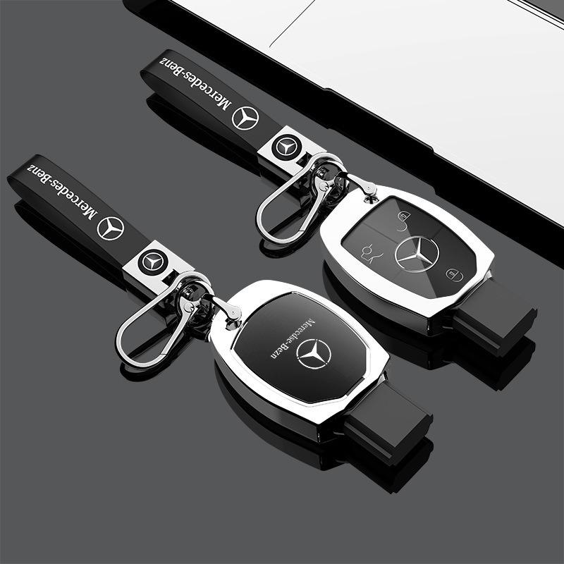 Carbon Fibre TPU Car Key Case Cover Shell Buckle Keychain For Mercedes Benz A B C S Class AMG GLA CLA GLC W176 W221 W204 W205