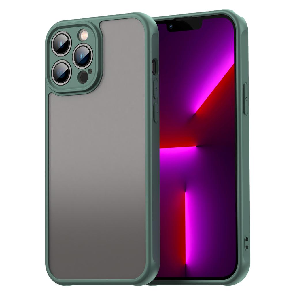 For iPhone 13 Pro Max Case Drop Proof Airbags Frosted Translucent PC+TPU Phone Back Cover