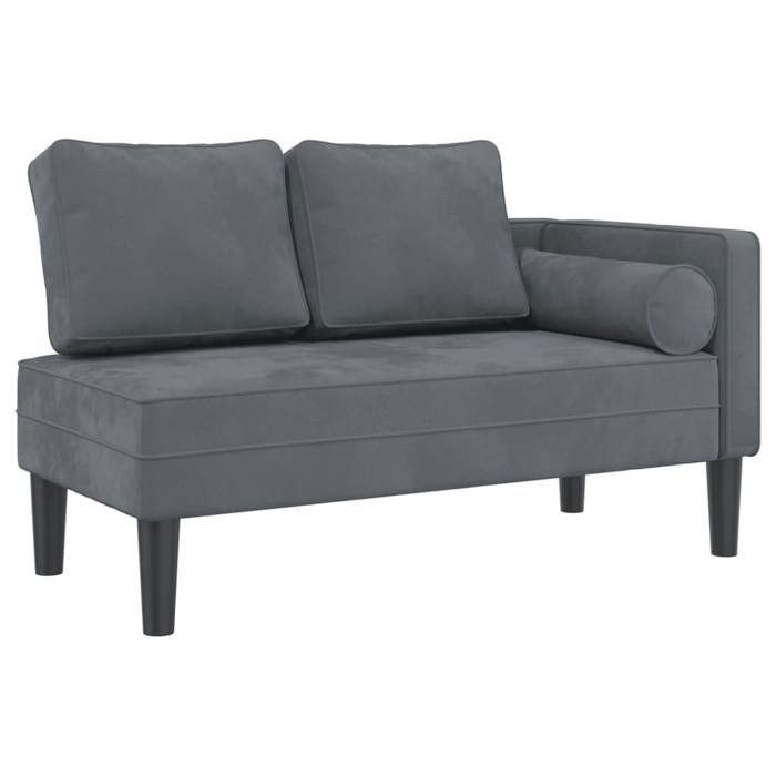 VidaXL Chaise Longue with Dark Grey Velvet Cushions, Upholstered Sofa, Sofa for Bedroom, 2-seater Sofa, 4007572