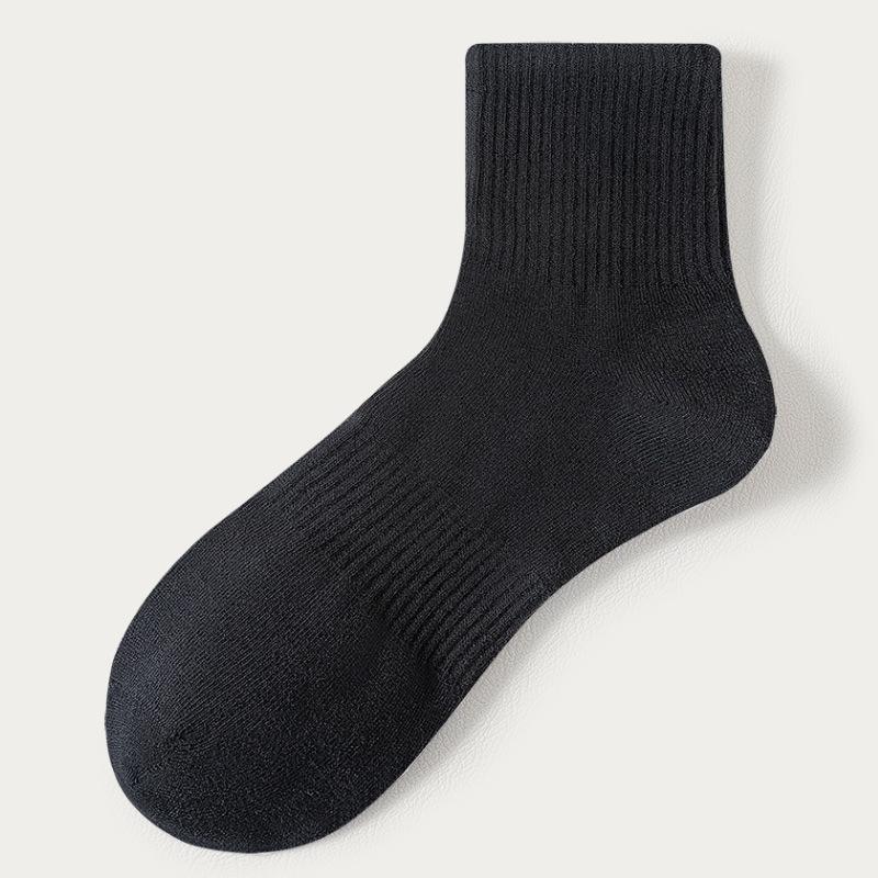 White Socks, Men's Anti-odor Mid-calf Socks, Cotton Socks, Sports Sweat-absorbing Short Calf Breathable, Autumn and Winter Long-calf Socks