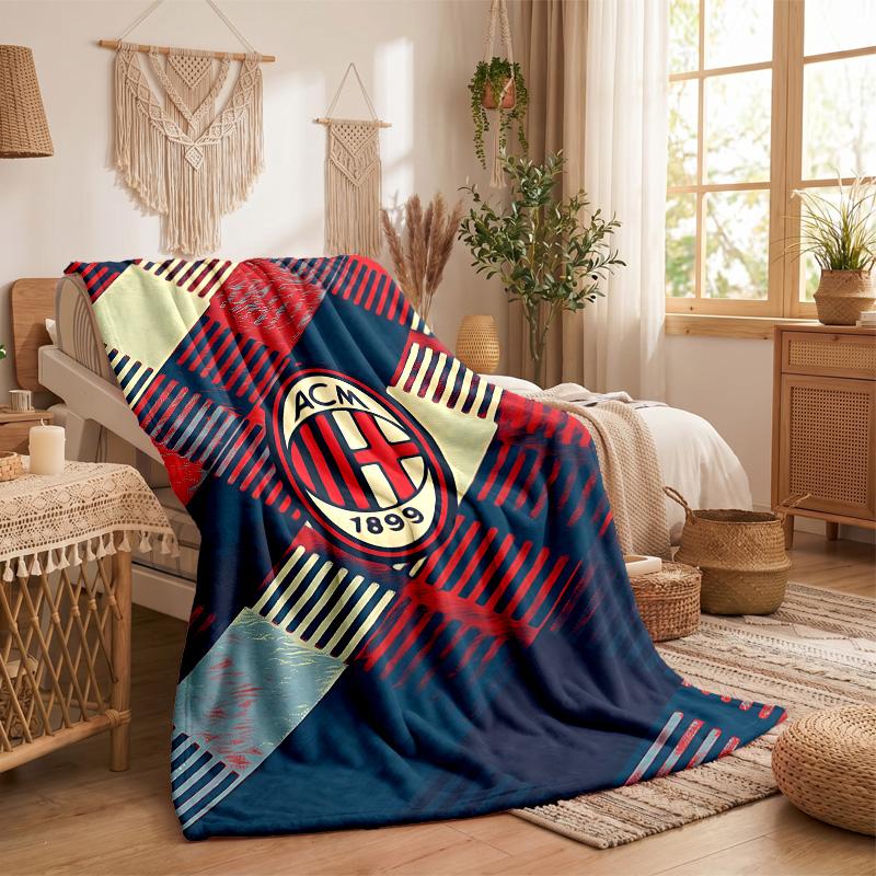 Coperta in Flanella con Stampa AC Milan Morbida Calda Coperta da Divano Letto per Casa Ufficio Camera da Letto