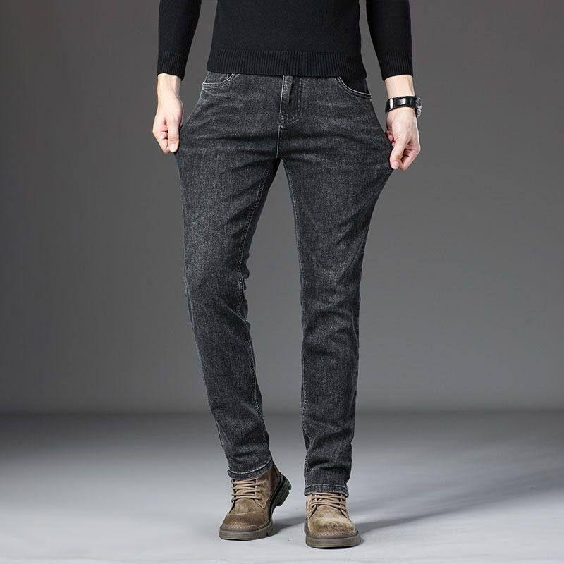 Foreign Trade Surplus Spring and Autumn New Style Gray Retro Jeans for Men, Heavyweight Straight Loose Fit, Stretchy, Cool Casual Long Pants