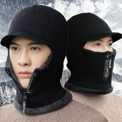 New Men Winter Warm Wool Hat Outdoor Ear Protection Hats Warm Thick Bicycle Knitted Capd Scarf Windproof Visors Cap Tide Gorras
