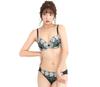 Smile Lala Black C75 Bra and Panty Floral Elegant and Cute Underwear Set Women's Set, Embroidery, Neat, 3/4 Cup, Ultra-Thin, Side-Lining, Panty,