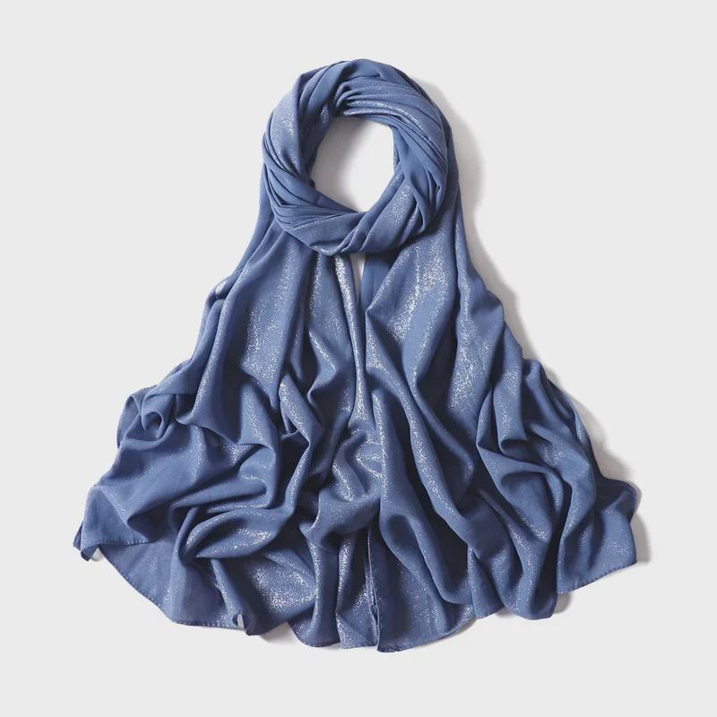 New Style Women's Silver Pearl Chiffon Long Scarf