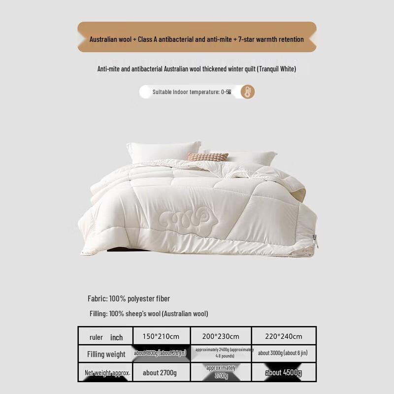 

Mercury Home Textiles Australian Wool Winter Quilt 2x2.3m