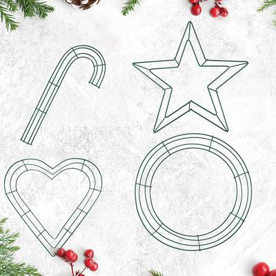 1PC für Weihnachten Halloween DIY Blume Girlande Metall Kranz Rahmen Ring Herz Stern Kreis Form
