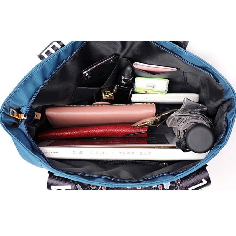 Aliwood Embroidery Women Handbag Nylon Waterproof Casual Tote Shopping Bag Large Capacity Female Shoulder Bags