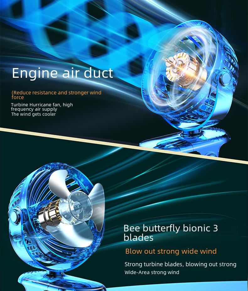 Portable USB Rechargeable Clip Fan - Quiet, Strong Wind, Ideal for Desktop & Outdoor Use