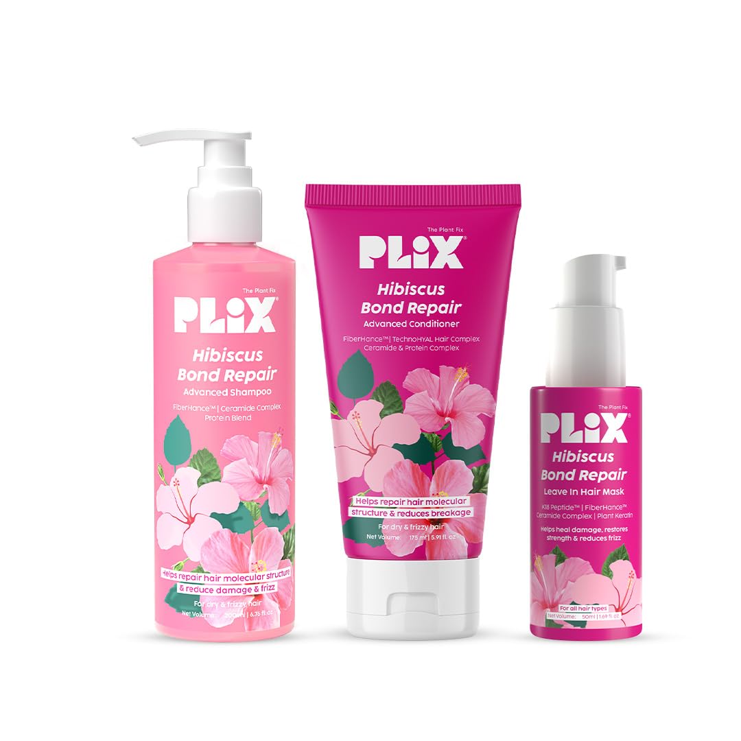 

PLIX Набор для ухода за волосами с гибискусом The Plant Fix 3X более сильное восстанавливающее средство Шампунь 200 мл, Кондиционер 175 мл, Маска 50 мл