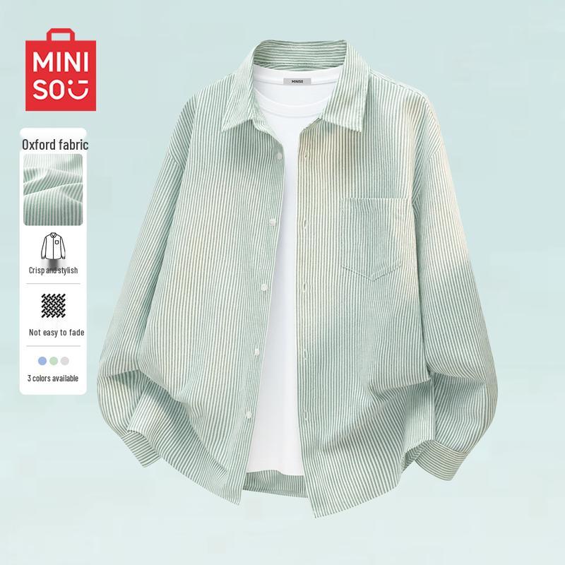 MINISO Men s Striped Lapel Shirt L