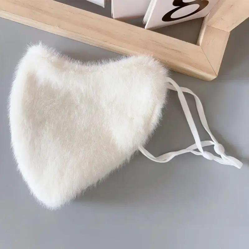 Winter Warm Face Mask Plush Windproof Sunscreen Cycling Mask Cold-resistant Breathable Mask For Outdoor белый