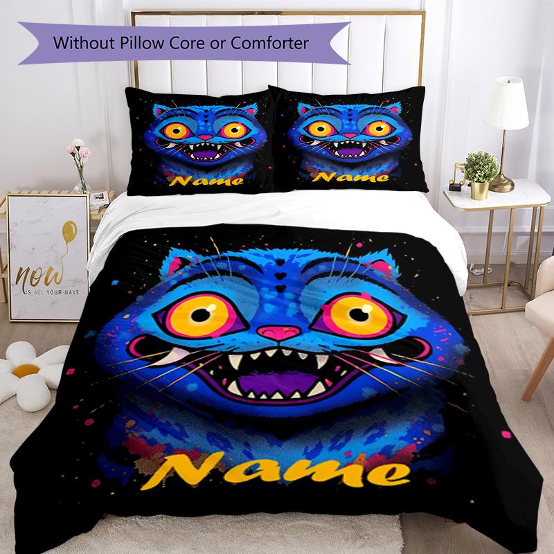 3pcs Custom Name KPop Demon Hunters Bedding Set Duvet Cover Closure Includes 1 Duvet Cover & 2 Pillowcases, Soft and Comfortable for All Seasons.