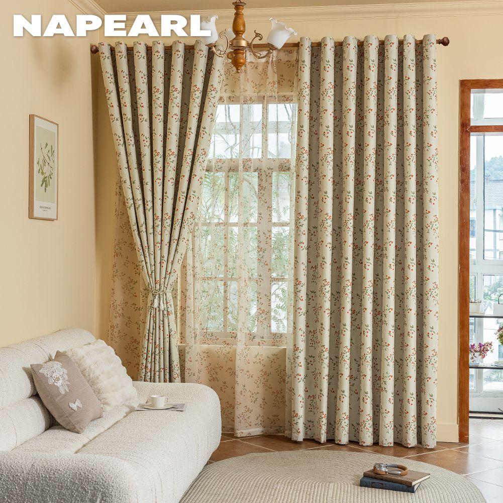 1PC NAPEARL Romantic and Artistic Style Floral Printed Curtain Full Blackout Curtains for Bedroom Living Room Balcony Window for Home Decor