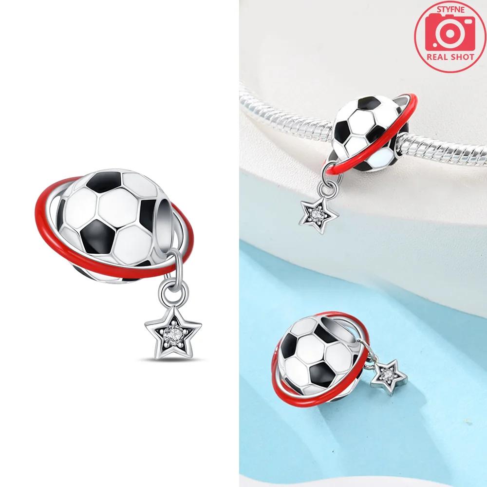 Fotbollsserie Berlocker Koppar Tröjor Fotboll Sport Pärlor Hängen Passar Original Armband Halsband Gör-det-själv Smycken Examenspresent