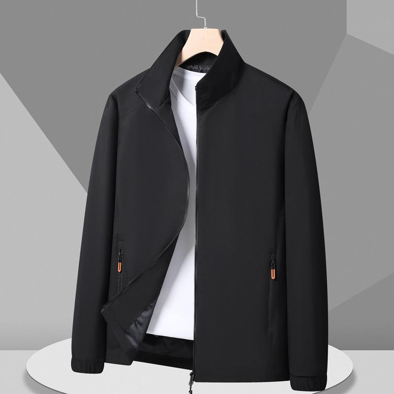 

2024 Men s Solid Color Stand Collar Jacket XXL чорний
