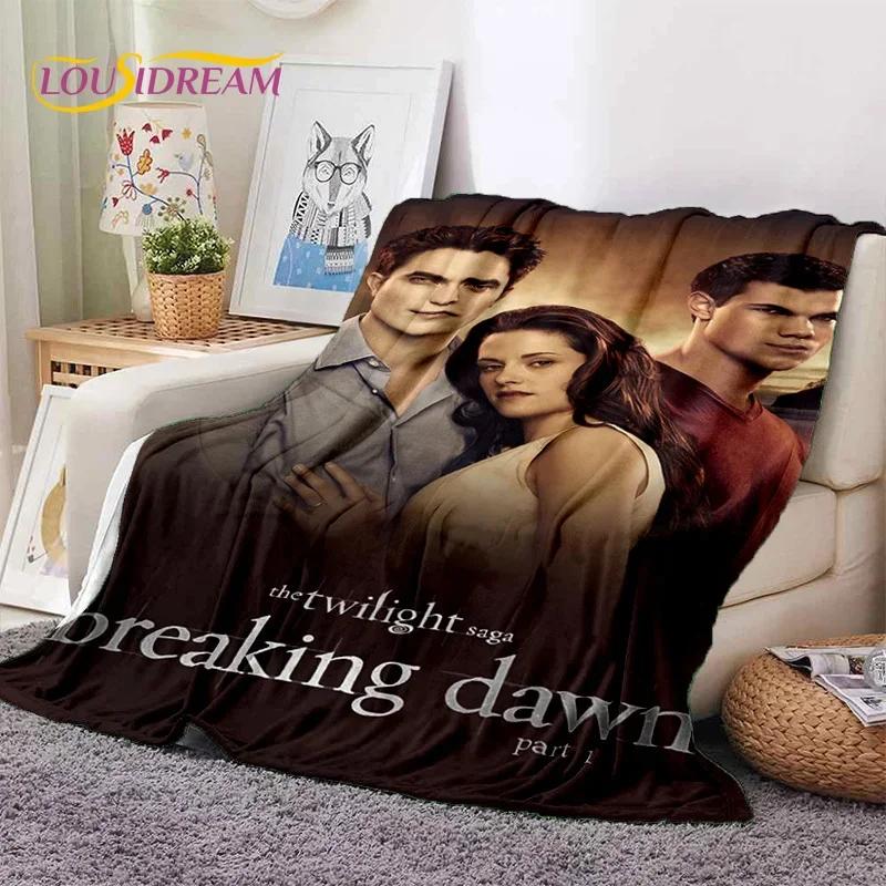 The Twilight Saga Edward Bella Mjuk Flanellfilt för Säng Sovrum Soffa Picknick, Kastfilt att Täckas med Utomhus Fritid Vilo-present