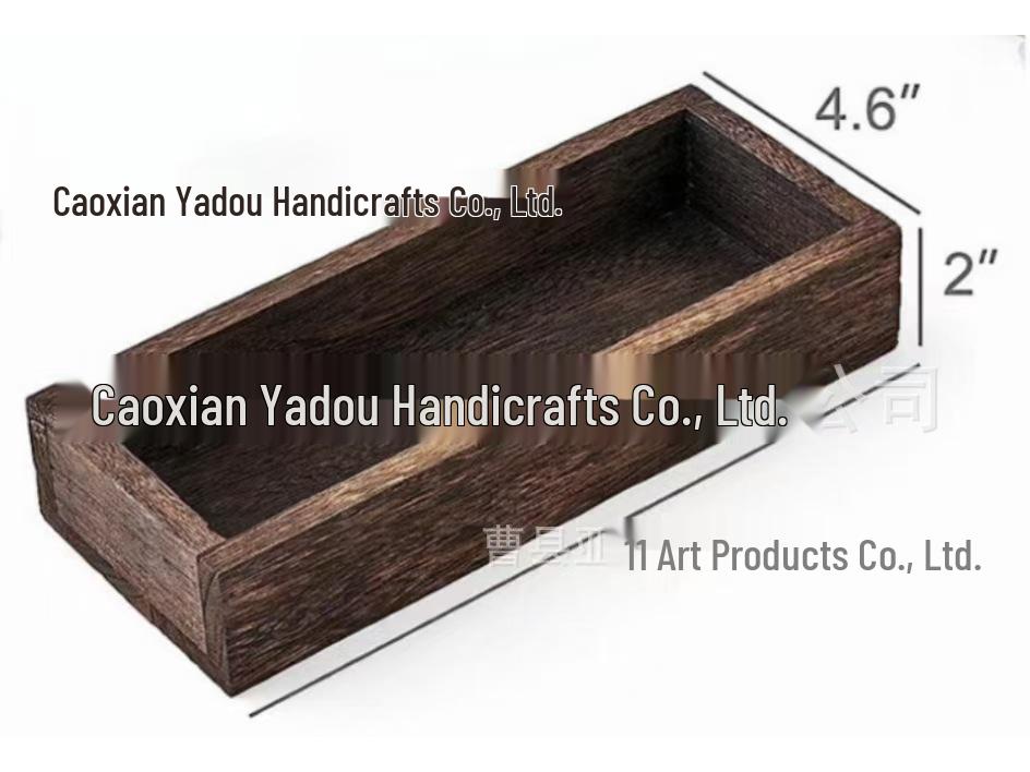 Rectangular Burnt Paulownia Wood Tray: Solid Wood Japanese-Style Tea Set Tableware
