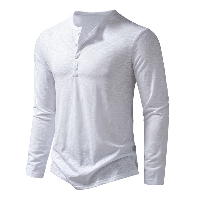 Men Fall Henley Neck Long Sleeve Casual Shirt