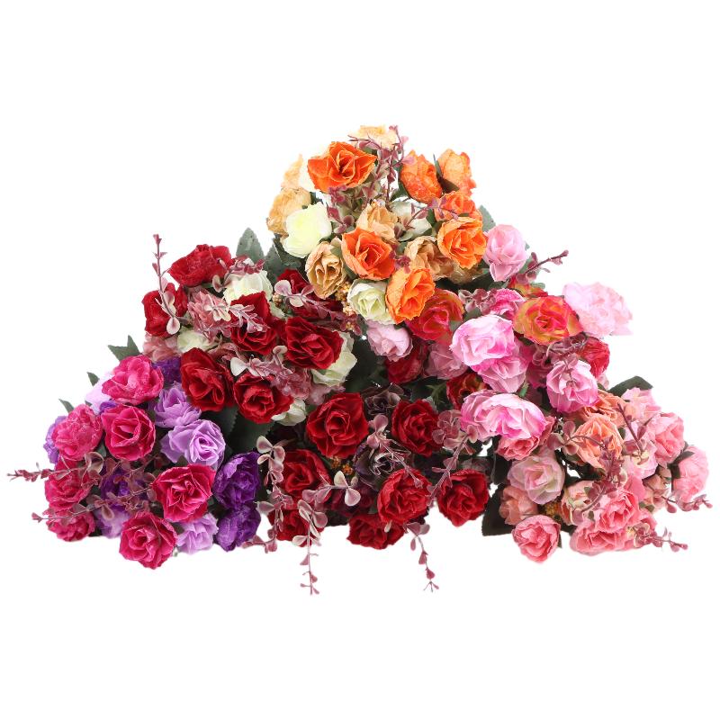 21 Heads Artificial Rose Bouquet Fake Rose Flowe Ornaments Outdoor Garden Wedding Bridal Wreath Accessories Party Decoration