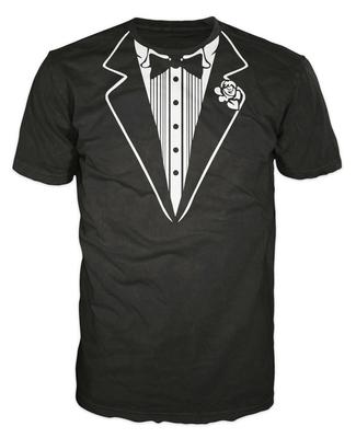 Smoking Fantasia Vestido Engraçado Piada Gravata Borboleta Salão de Baile Gravata Preta Presente Camiseta