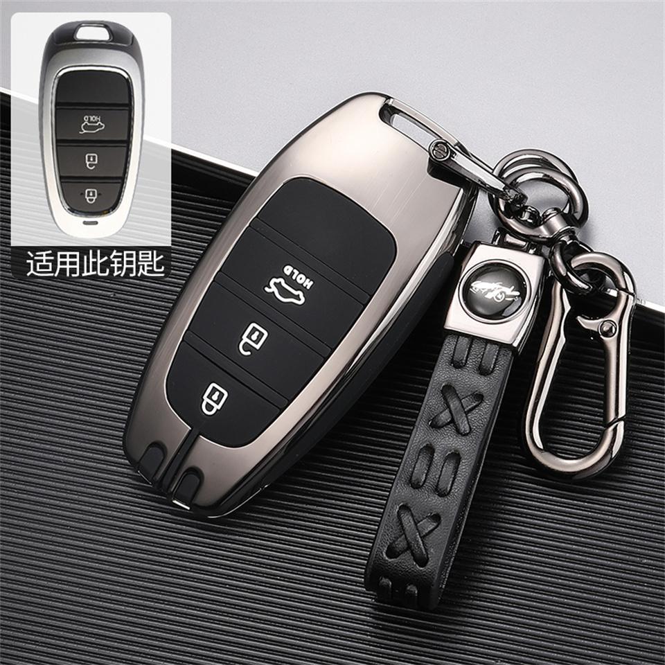 

Чехол для автомобильных ключей для Hyundai Solaris Sonata Hybrid NEXO NX4 New Grand Santa Fe Tucson 2020 2021, аксессуары для стайлинга автомобилей серый