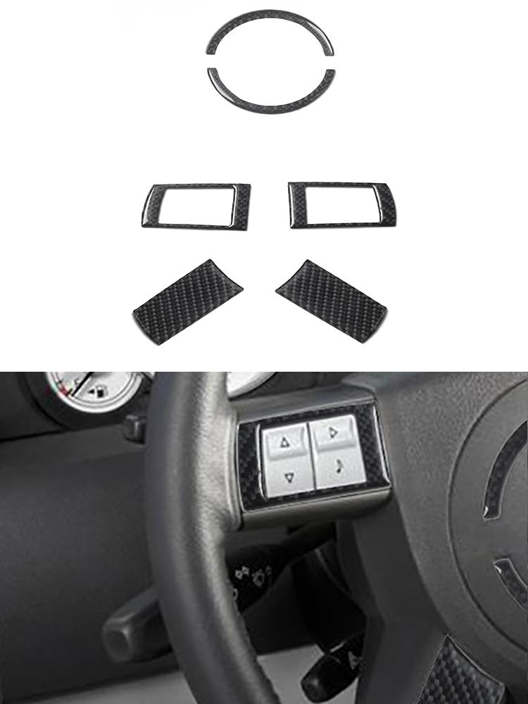 6Pcs Carbon Fiber Car Steering Wheel Panel Cover Trim Sticker For Chrysler 300 2005-2007 No Navigation Styling Accessories